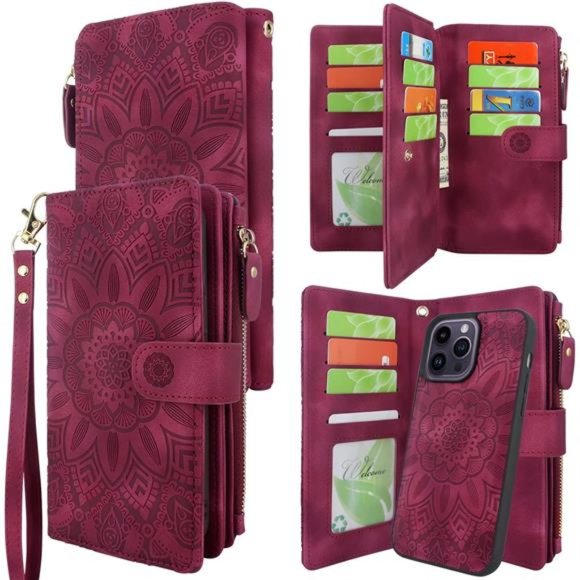 For iPhone 14 Pro Max 6.7in 5G 2022 Durable PU Leather Wallet Case with Strap - Picture 1 of 6